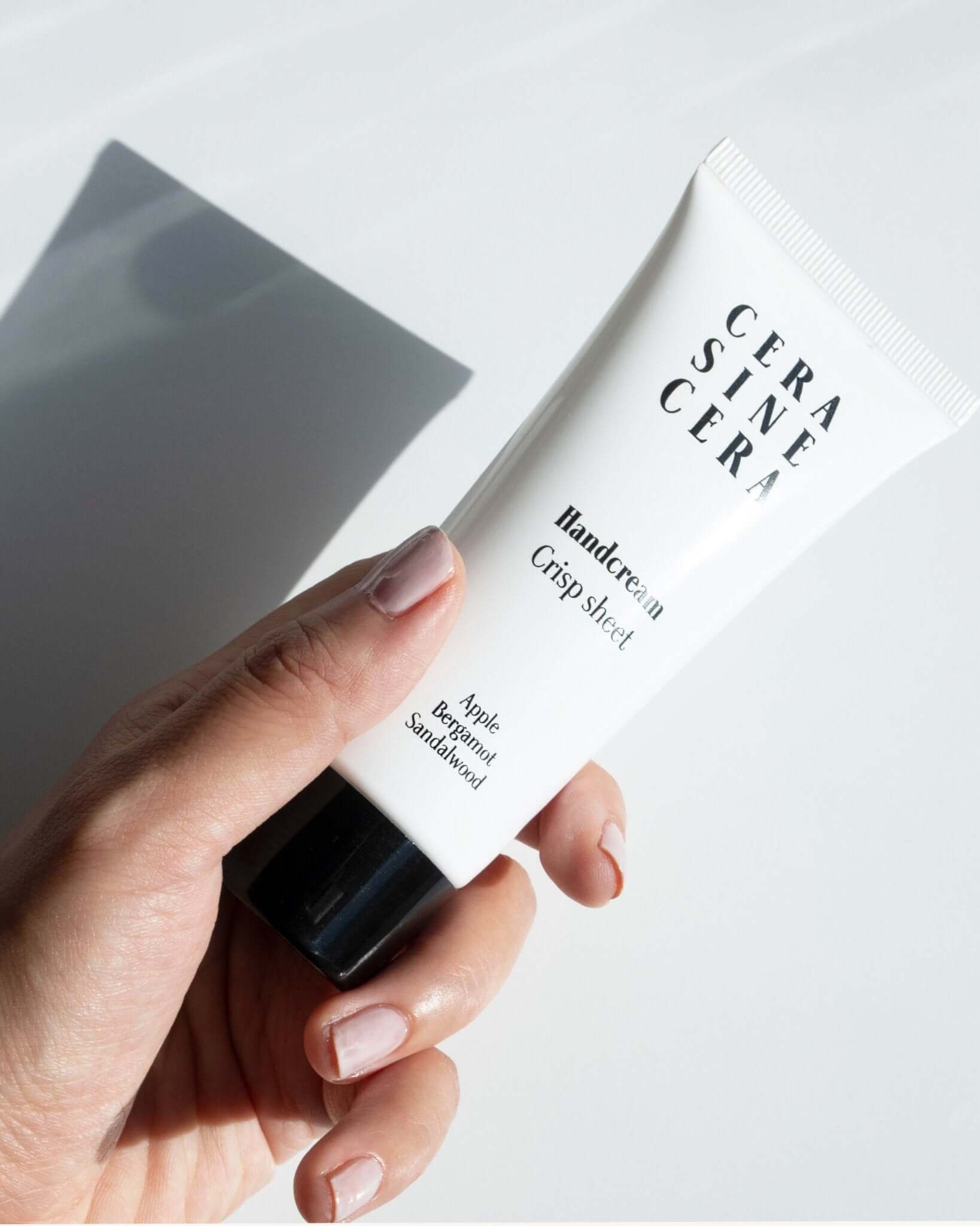 Crisp Sheet Scented Hand Cream by Cera Sine Cera - Hydrating formula with a refreshing fragrance for soft, smooth hands. Infused with Vitamin E and Aloe Vera. PARABEN-FREE/SULFATE-FREE/VEGAN/NON-GREASY.