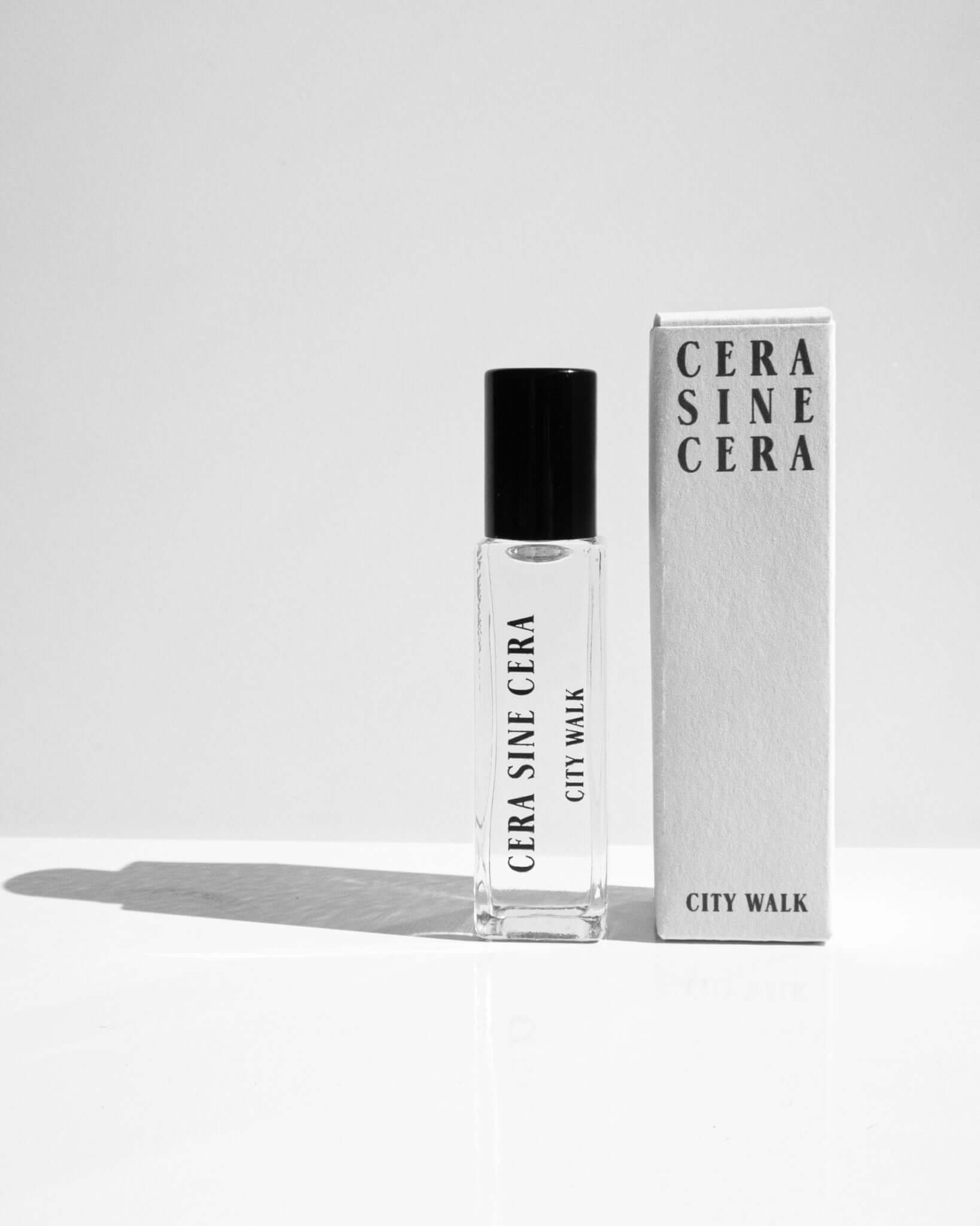 City Walk Perfume Oil - 10ml roll-on by Cera Sine Cera, fragrance notes of Black Currant/Vanilla/Patchouli. Scent of Soft Powdery Aromatic. Non-alcoholic, non-toxic, Vegan, and cruelty free.